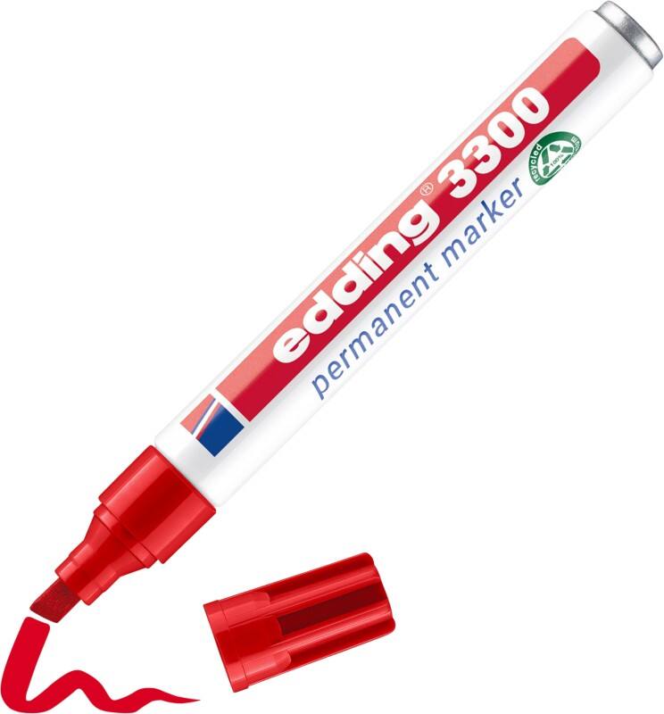 edding 3300 Permanentmarker 100% Recycelt Breit Keilspitze 1 - 5 mm Rot Nachfüllbar Wasserbeständig