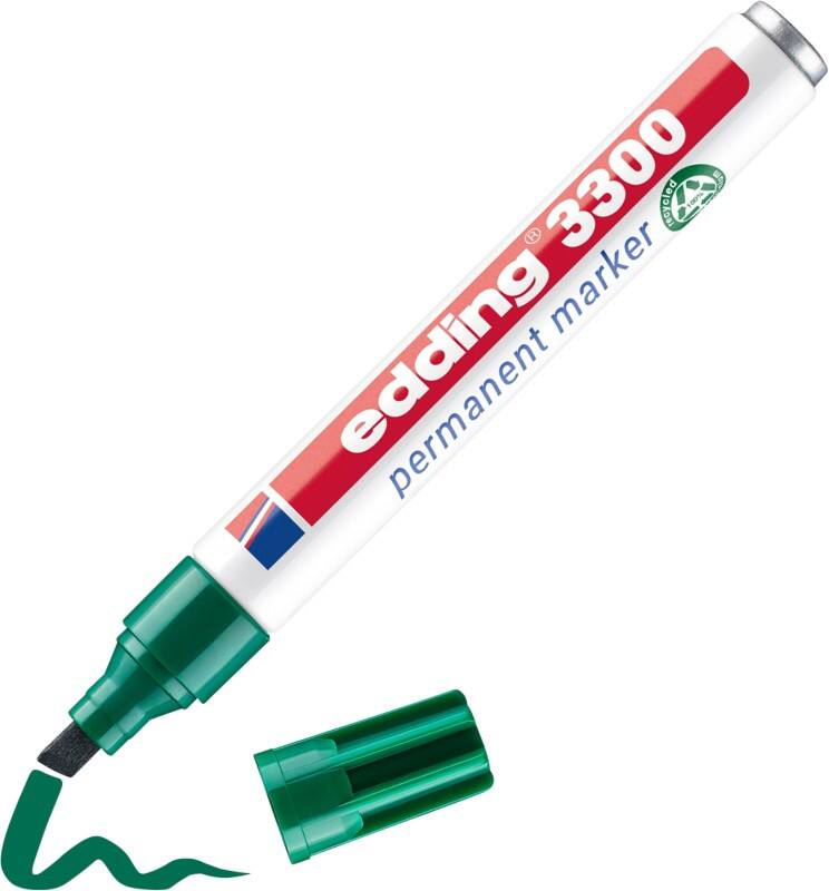 edding 3300 Permanentmarker 100% Recycelt Breit Keilspitze 1 - 5 mm Grün Nachfüllbar Wasserbeständig