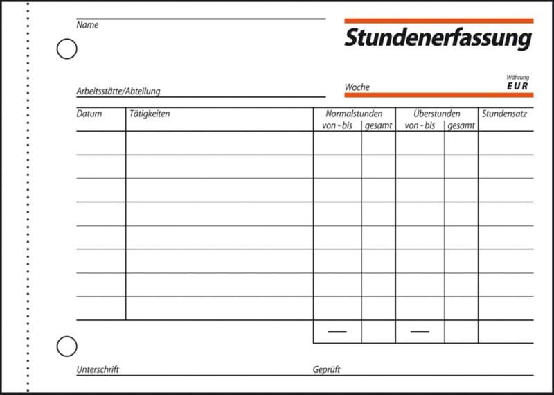 Sigel Stundennachweis DIN A6 50 Blatt