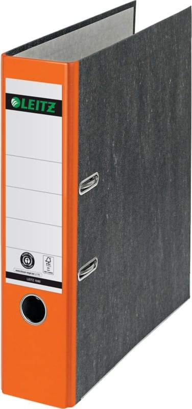 Leitz 180° Ordner Breit DIN A4 82 mm Orange 2 Ringe 1080 Pappkarton Wolkenmarmor Hochformat