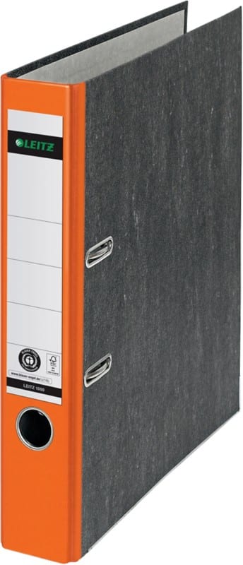 Leitz 180° Ordner Schmal DIN A4 52 mm Orange 2 Ringe 1050 Pappkarton Wolkenmarmor Hochformat