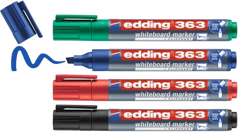 edding 363 Non-permanent Whiteboard-Marker Farbig sortiert Breit Keilspitze 1 - 5 mm  4 Stück