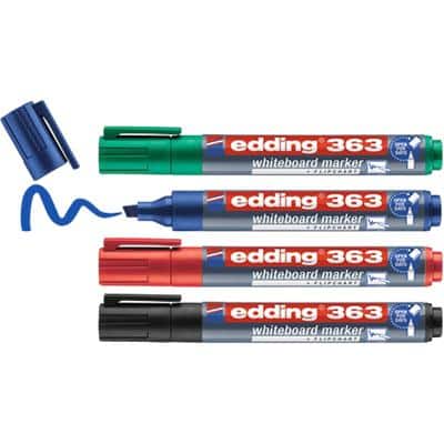 edding 363 Whiteboard Marker Breit Keilspitze Farbig sortiert 4 Stück