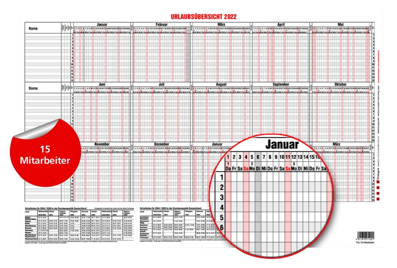 Güss Kalender GmbH Jahresübersicht No.1 DIN A5 quer 2027 Weiß, Rot