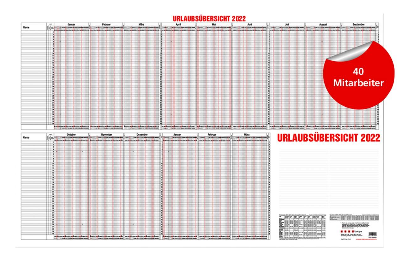 Güss Kalender GmbH Urlaubszusammenfassung CONF 12-55 2027 Weiß