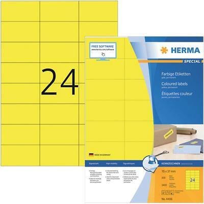 HERMA 4406 Multifunktionsetiketten SuperPrint Gelb Rechteckig 2400 Etiketten pro Packung
