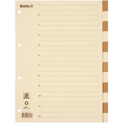 Biella Blanko Register DIN A4 Braun, Beige 12-teilig Pappkarton 4 Löcher 12 Blatt