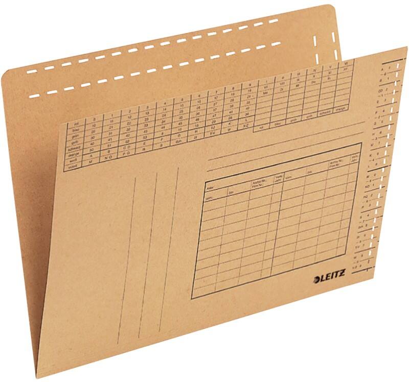 Leitz Einstellmappen 2430 Vertikal DIN A4 Mit Organisationsdruck 250 g/m² Naturbraun 100% Recycelter Natron-Karton 31,5 x 23 cm 100 Stück