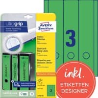 AVERY Zweckform ultragrip Ordneretiketten L4754-20 Selbsthaftend DIN A4 Grün 6,1 x 29,7 cm 20 Blatt à 3 Etiketten