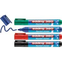 edding 380 Flipchart-Marker Mittel Rundspitze 1,5 - 3 mm Farbig sortiert Nachfüllbar Wasserbeständig 4 Stück