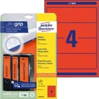 AVERY Zweckform UltraGrip Rückenschilder L4766-20 Haftend DIN A4 Rot 61 x 192 mm 20 Blatt à 4 Etiketten