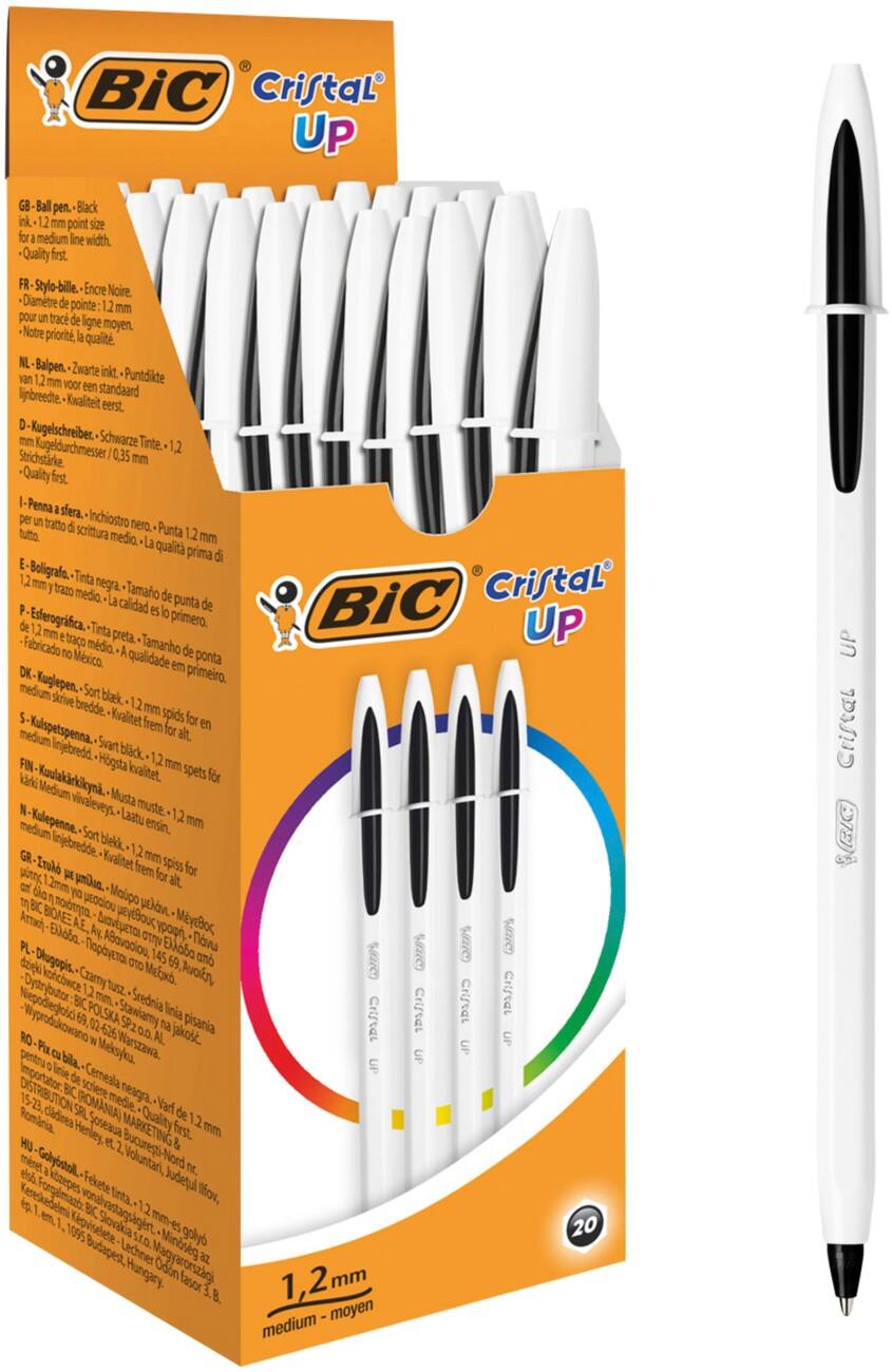 BIC Kugelschreiber Cristal Up 0.6 mm Schwarz 20 Stück