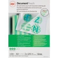 GBC Document Laminierfolien DIN A3 Glänzend 125 Mikron (2 x 125) Transparent 100 Stück