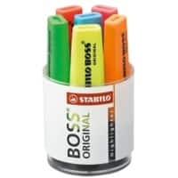 STABILO Boss Original Textmarker Farbig sortiert Breit Keilspitze 2 - 5 mm 6 Stück