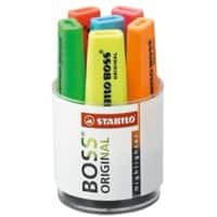 STABILO BOSS ORIGINAL Textmarker Farbig sortiert Breit Keilspitze 2 - 5 mm Nachfüllbar 6 Stück