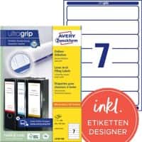 AVERY Zweckform Ultragrip Rückenschilder L4760-100 Haftend DIN A4 Weiß 38 x 192 mm 100 Blatt à 7 Etiketten