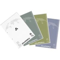 AURORA Splendid Notizblock DIN A4 Kariert Geleimt Papier Farbig sortiert Perforiert Recycled 200 Seiten