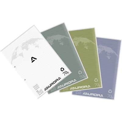 AURORA Splendid A4 Oben gebunden Grau Papiercover Notizblock kariert 4 x 8mm 100 Blatt