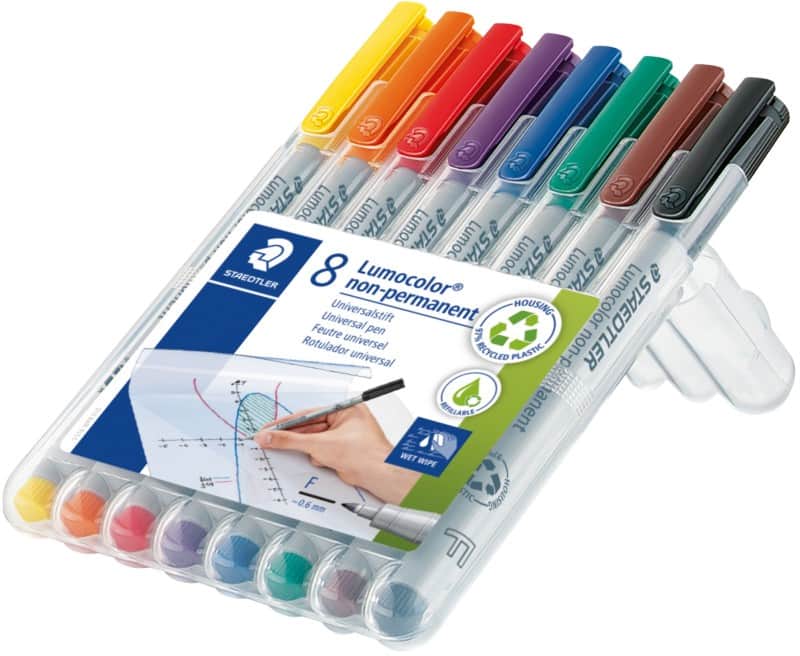STAEDTLER Lumocolor 316 Marker 97% Recycelt Fein Rundspitze 0.6 mm Farbig sortiert Nachfüllbar 8 Stück