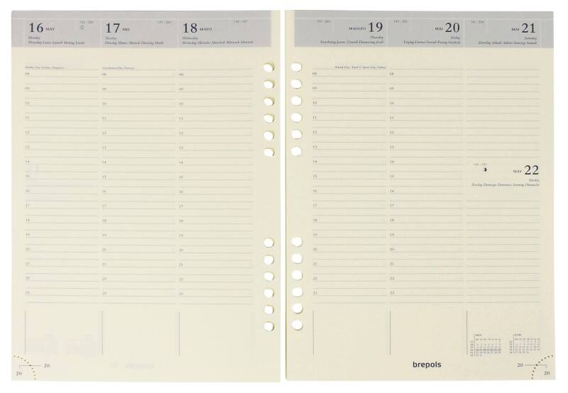 Brepols Terminplanernachfüllung Brefax DIN A5 1 Woche / 2 Seiten 2026 Creme