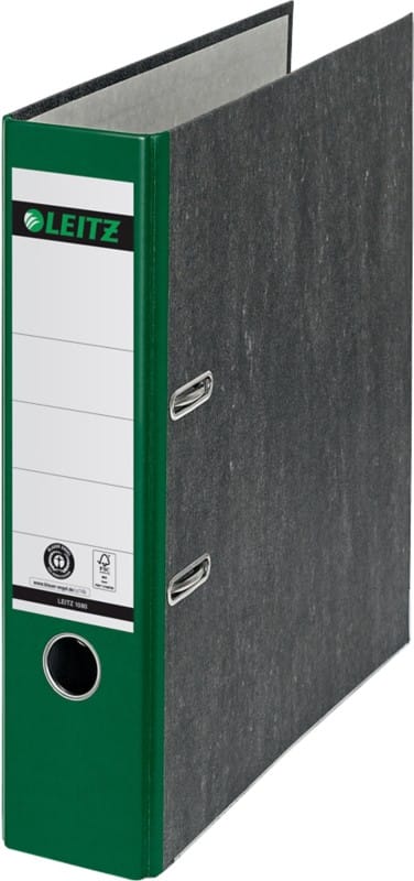 Leitz 180° Ordner Breit DIN A4 82 mm Grün 2 Ringe 1080 Pappkarton Wolkenmarmor Hochformat