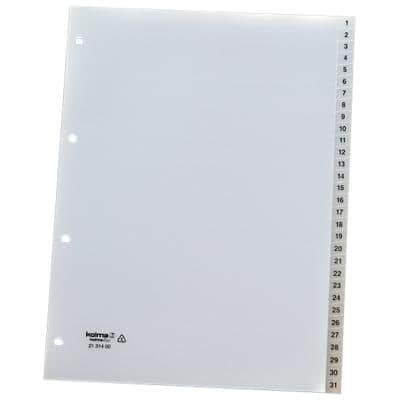 Kolma Register LongLife DIN A4 Transparent 31-teilig Perforiert Kunststoff 1 bis 31