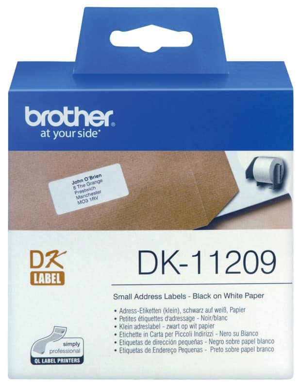 Brother QL Etiketten Authentisch DK-11209 DK-11209 Selbsthaftend Schwarz auf Weiß 62 x 29 mm 800 Etiketten
