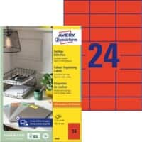 AVERY Zweckform Laser Universaletiketten 3448 Ja DIN A4 Rot 70 x 37 mm 100 Blatt à 24 Etiketten