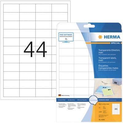 HERMA Transparente Etiketten 4680 Rechteckig DIN A4 48,3 x 25,4 mm 25 Blatt à 44 Etikett