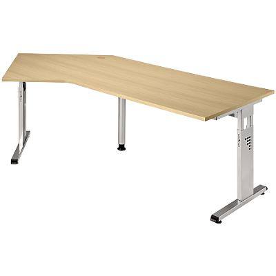 Hammerbacher Matrix Höhenverstellbar Schreibtisch Freiform Ahorn Aluminium, Holz, Kunststoff, Spanplatte C-Fuß 2.100 x 1.130 x 850 mm