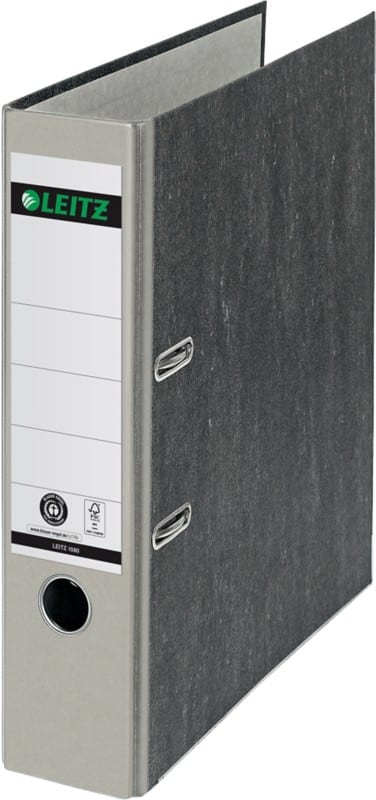 Leitz 180° Ordner Breit DIN A4 82 mm Grau 2 Ringe 1080 Pappkarton Wolkenmarmor Hochformat