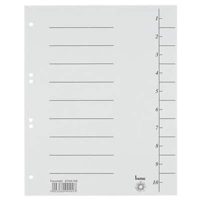 Bene 1 bis 10 Trennblätter DIN A4 Weiß 10-teilig Pappkarton 6 Löcher 97300WS 100 Stück
