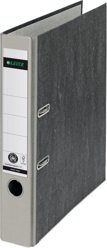 Leitz 180° Ordner Schmal DIN A4 52 mm Grau 2 Ringe 1050 Pappkarton Wolkenmarmor Hochformat