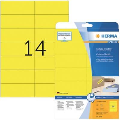 HERMA Multifunktionsetiketten SuperPrint DIN A4 Gelb Rechteckig 105 x 42,3 mm Rechteckig 280 Etiketten pro Packung
