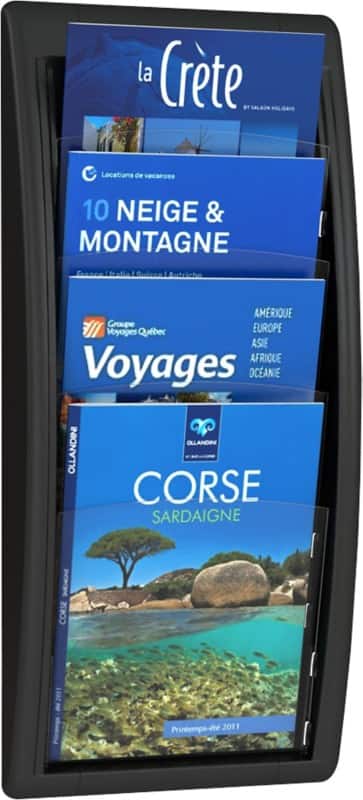 Paperflow DIN A4 Prospektständer Wandmontiert Schwarz 4061.01 29 x 9,5 x 65,7 cm