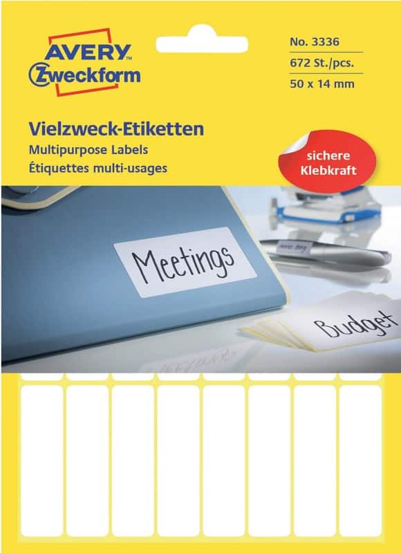 AVERY Zweckform 3336 Etiketten Weiß 50 x 14 mm 28 Blatt à 24 Etiketten
