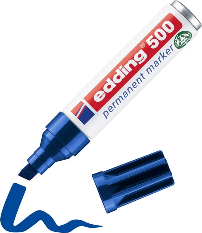 edding 500 500 Permanentmarker 100% Recycelt Breit Keilspitze 2 - 7 mm Blau Nachfüllbar Wasserbeständig