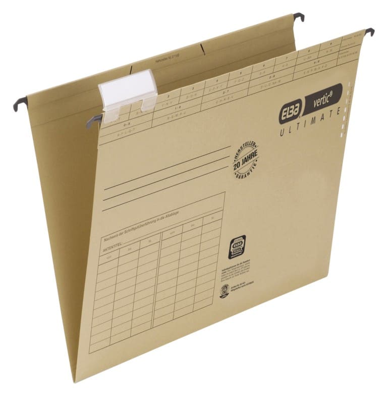 ELBA vertic ULTIMATE Hängemappen DIN A4 V-Boden Braun Blauer Engel UZ56 (Recyclingkarton Schreibwaren) 25 Stück
