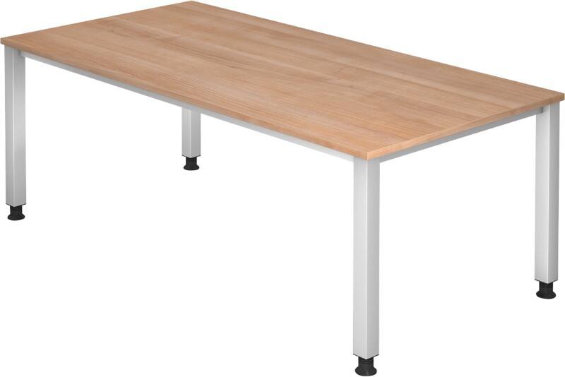 Hammerbacher Q Series VQS Höhenverstellbar Schreibtisch Rechteckig Walnuss 4 Metallfüße 2.000 (B) x 1.000 (T) x 810 (H) mm Spanplatte, Stahl