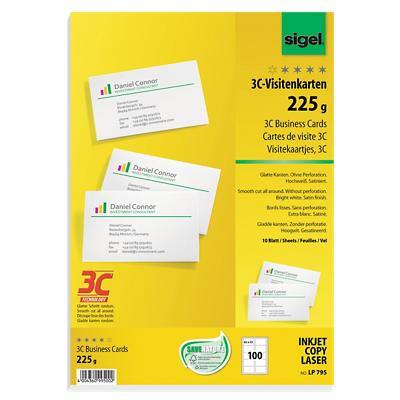 Sigel LP795 Visitenkarten 225 g/m² Weiß 10 Blatt à 10 Stück