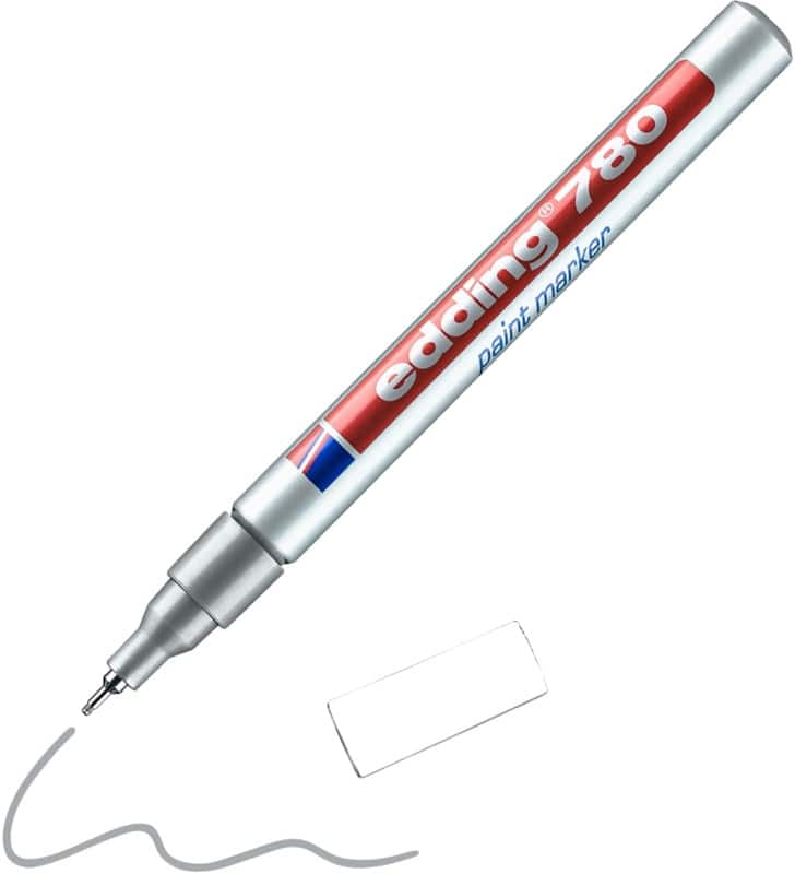 edding 780 Permanent Lackmarker Silber Extra Fein Nadelspitze 0,8 - 1 mm  Wasserbeständig