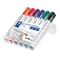 STAEDTLER 351 WP6 Nein Whiteboard Marker Farbig sortiert Mittel Rundspitze 2 mm 6 Stück