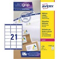 AVERY Zweckform UltraGrip Adressetiketten L7160-100 Ja DIN A4 Weiß 63,5 x 38,1 mm 100 Blatt à 21 Etiketten