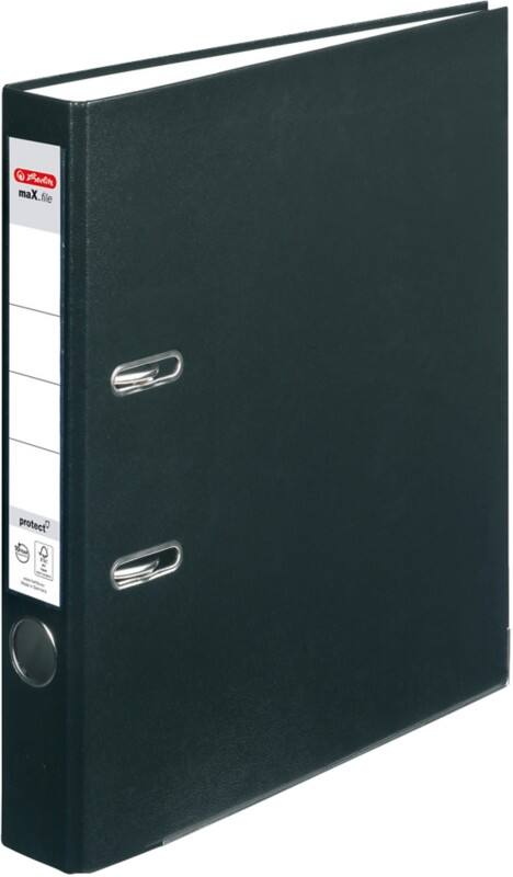 herlitz maX.file protect Ordner Schmal DIN A4 50 mm Schwarz 2 Ringe 5450804 Kunststoff Texturiert Hochformat