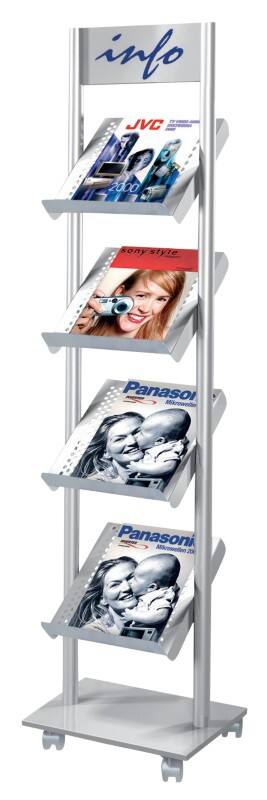 Kerkmann Rico DIN A4 Prospektständer Silber 6330 425 (B) x 300 (T) x 1.650 (H) mm