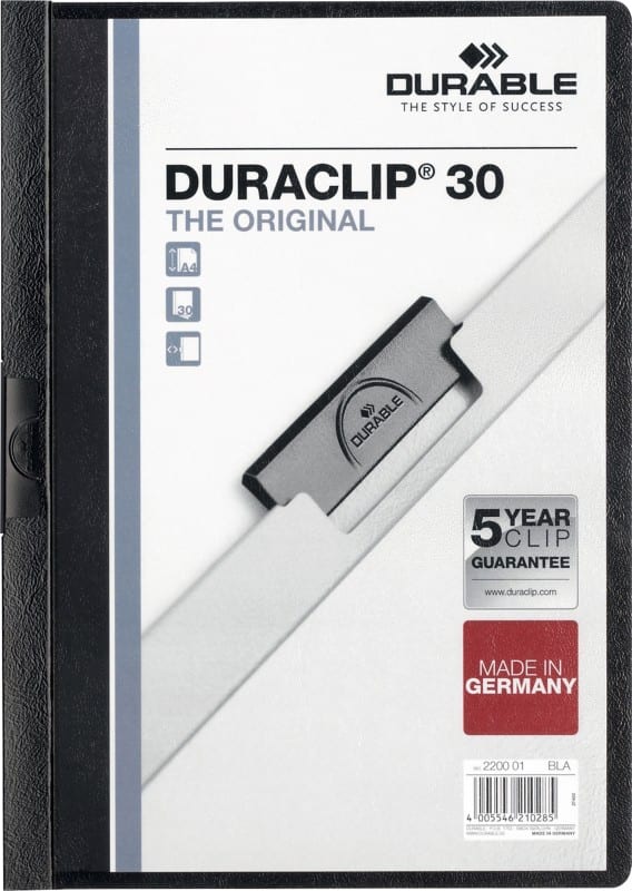 DURABLE Duraclip Klemmmappe 30 Blatt DIN A4 Schwarz