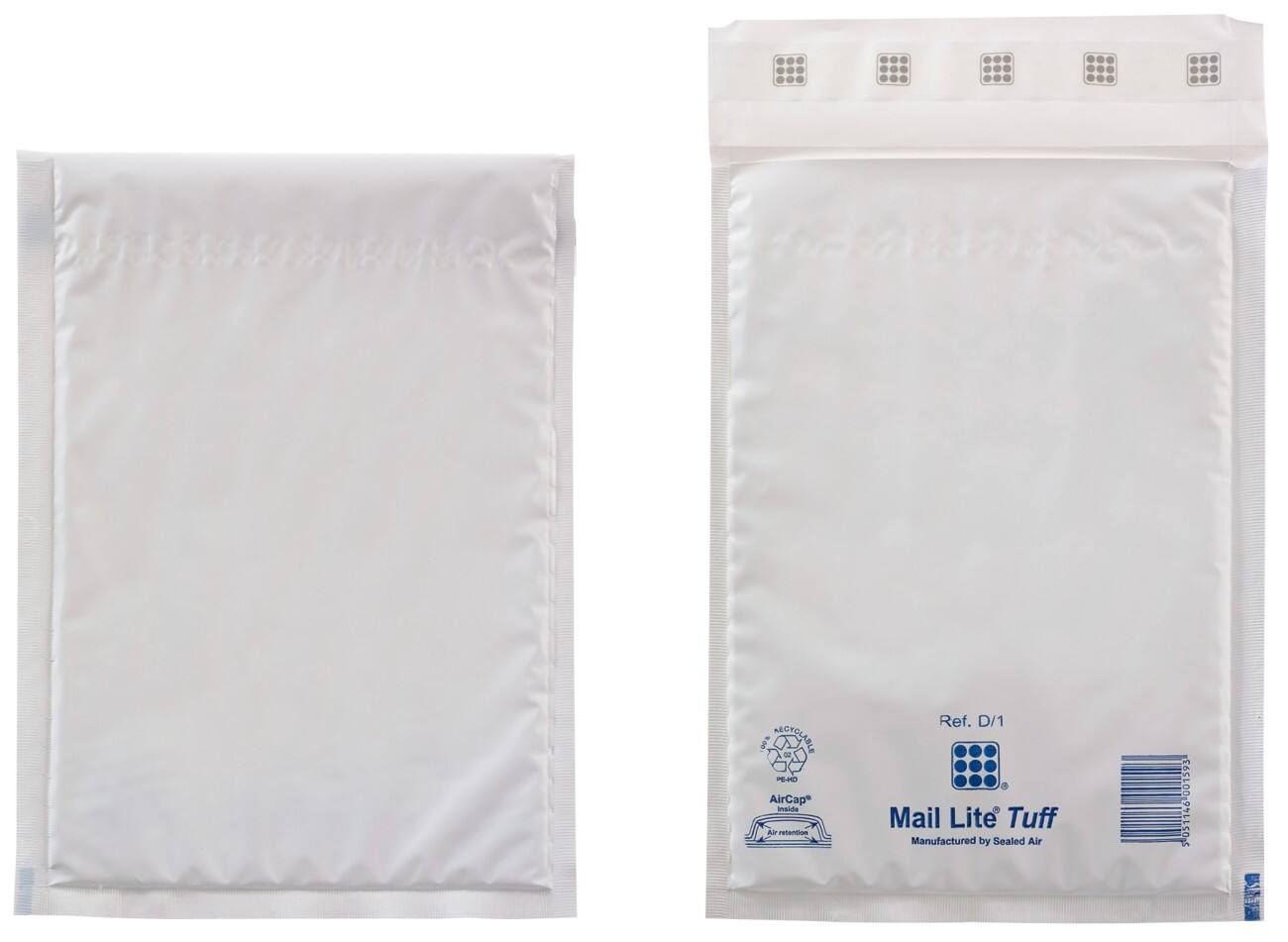 Mail Lite Tuff® Luftpolster-Versandtaschen D/1 180 (B) x 260 (H) mm Abziehstreifen Weiß 100 Stück
