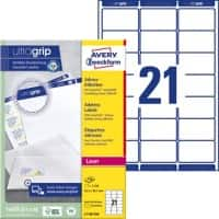 AVERY Zweckform Abziehhilfe QuickPEEL,ultragrip Adressetiketten L7160-250 Selbsthaftend DIN A4 Weiß 63,5 x 38,1 mm 250 Blatt à 21 Etiketten