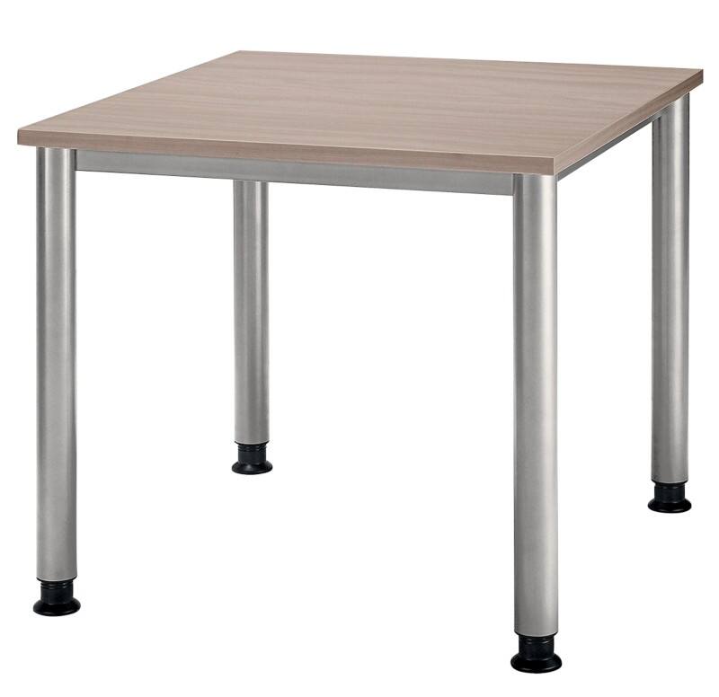 Hammerbacher Matrix Schreibtisch Quadratisch Walnuss 4 Füße 800 (B) x 800 (T) x 760 (H) mm Aluminium, Holz, Kunststoff, Spanplatte