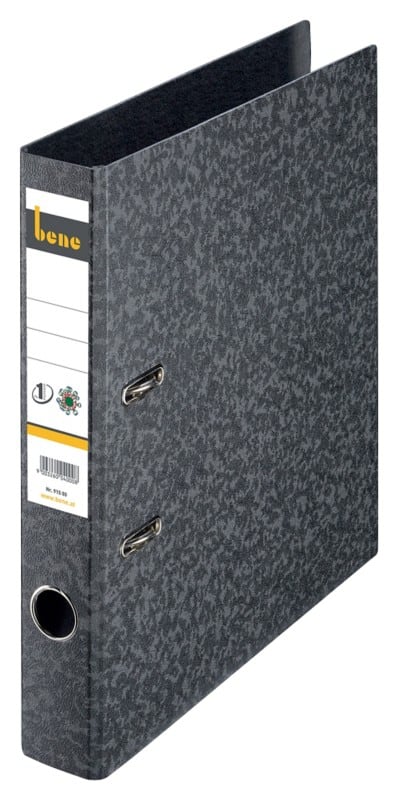 Bene No.1 Power Schmal Ordner DIN A4 45 mm Schwarz 2 Ringe 91500 Pappkarton Hochformat
